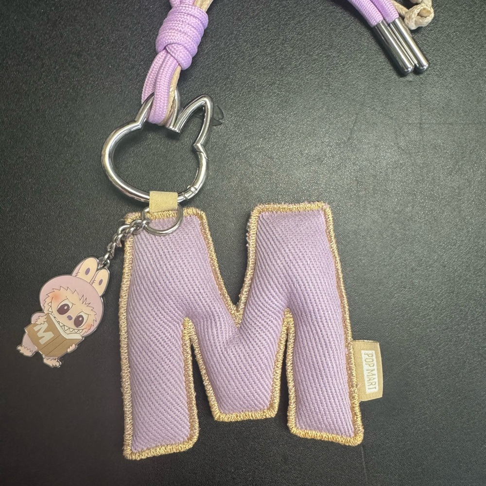 Labubu “The Monster”Purple M Keychain with Gold Trim and character charm